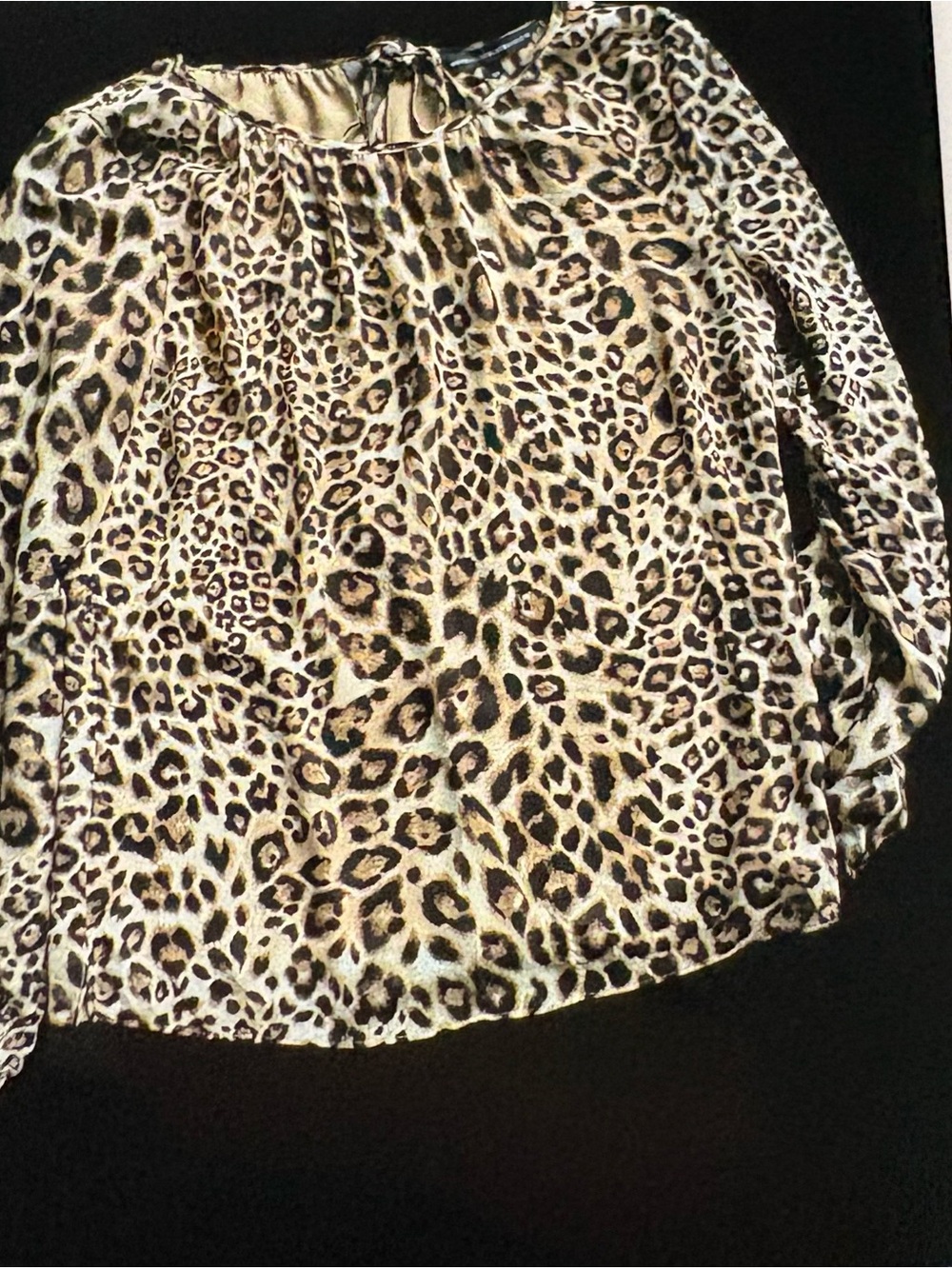 White House Black Market Leopard Print Long Sleeve Sheer Blouse Sz 10
